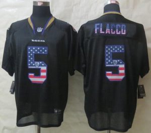 Nike Ravens #5 Joe Flacco Black Men's Stitched NFL Elite USA Flag Fashion Jersey