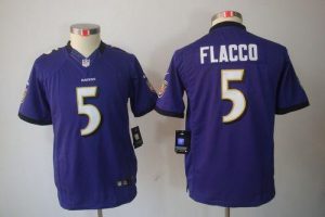 Nike Ravens #5 Joe Flacco Purple Team Color Youth Embroidered NFL Limited Jersey