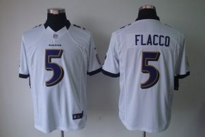 Nike Ravens #5 Joe Flacco White Men's Embroidered NFL Limited Jersey