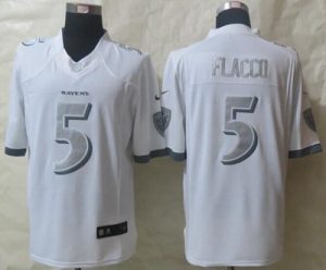 Nike Ravens #5 Joe Flacco White Men's Stitched NFL Limited Platinum Jersey