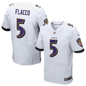 Nike Ravens #5 Joe Flacco White Men's Stitched NFL New Elite Jersey