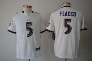 Nike Ravens #5 Joe Flacco White Youth Embroidered NFL Limited Jersey