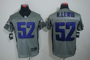Nike Ravens #52 Ray Lewis Grey Shadow Men's Embroidered NFL Elite Jersey