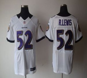 Nike Ravens #52 Ray Lewis White Men's Embroidered NFL Elite Jersey