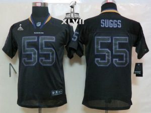 Nike Ravens #55 Terrell Suggs Lights Out Black Super Bowl XLVII Youth Embroidered NFL Elite Jersey