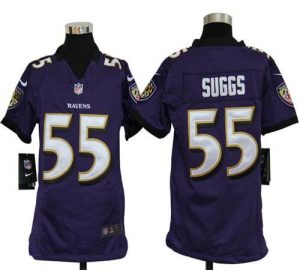 Nike Ravens #55 Terrell Suggs Purple Team Color Youth Embroidered NFL Elite Jersey
