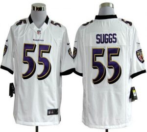 Nike Ravens #55 Terrell Suggs White Men's Embroidered NFL Game Jersey
