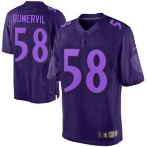 Nike Ravens #58 Elvis Dumervil Purple Men's Embroidered NFL Drenched Limited Jersey