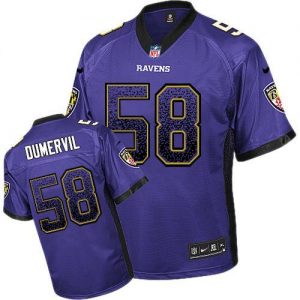 Nike Ravens #58 Elvis Dumervil Purple Team Color Men's Embroidered NFL Elite Drift Fashion Jersey