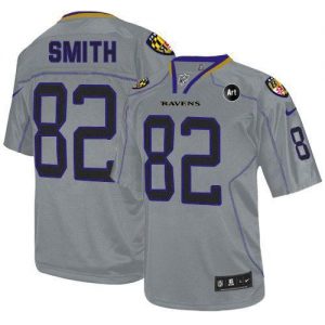 Nike Ravens #82 Torrey Smith Lights Out Grey With Art Patch Youth Embroidered NFL Elite Jersey