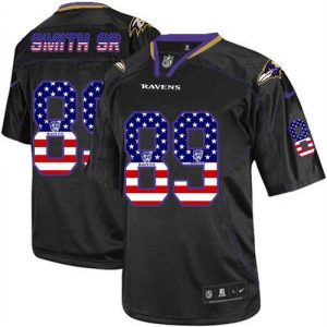 Nike Ravens #89 Steve Smith Sr Black Men's Stitched NFL Elite USA Flag Fashion Jersey