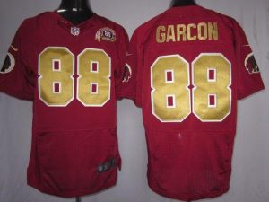 Nike Redskins #88 Pierre Garcon Burgundy Red (Gold Number) 80TH Patch Men's Embroidered NFL Elite Jersey