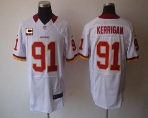 Nike Redskins #91 Ryan Kerrigan White With C Patch Men's Embroidered NFL Elite Jersey