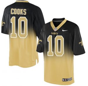 Nike Saints #10 Brandin Cooks Black Gold Men's Stitched NFL Elite Fadeaway Fashion Jersey