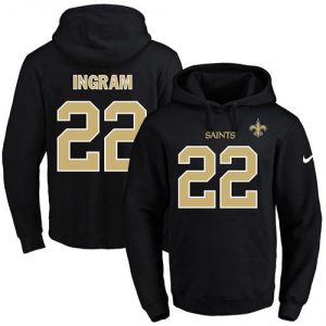 Nike Saints #22 Mark Ingram Black Name & Number Pullover NFL Hoodie