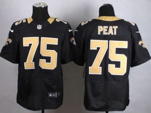 Nike Saints #75 Andrus Peat Black Team Color Men's Stitched NFL Elite Jersey