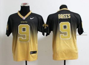 Nike Saints #9 Drew Brees Black Gold Men's Embroidered NFL Elite Fadeaway Fashion Jersey