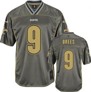 Nike Saints #9 Drew Brees Grey Men's Stitched NFL Elite Vapor Jersey