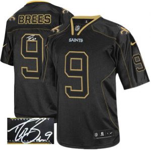 Nike Saints #9 Drew Brees Lights Out Black Men's Embroidered NFL Elite Autographed Jersey