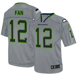 Nike Seahawks #12 Fan Lights Out Grey Men's Embroidered NFL Elite Jersey