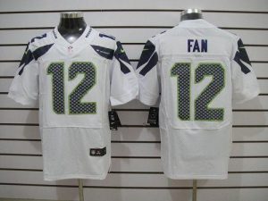 Nike Seahawks #12 Fan White Men's Embroidered NFL Elite Jersey