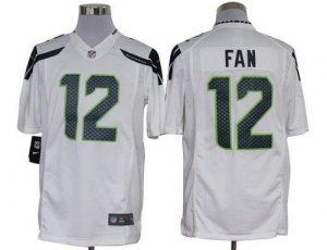Nike Seahawks #12 Fan White Men's Embroidered NFL Limited Jersey