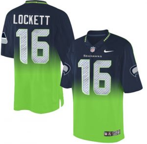 Nike Seahawks #16 Tyler Lockett Steel Blue Green Men's Stitched NFL Elite Fadeaway Fashion Jersey