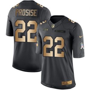 Nike Seahawks #22 C. J. Prosise Black Men's Stitched NFL Limited Gold Salute To Service Jersey