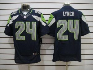 Nike Seahawks #24 Marshawn Lynch Steel Blue Team Color Men's Embroidered NFL Elite Jersey