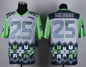 Nike Seahawks #25 Richard Sherman Grey Men's Stitched NFL Elite Noble Fashion Jersey