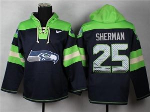 Nike Seahawks #25 Richard Sherman Navy Blue Player Pullover NFL Hoodie