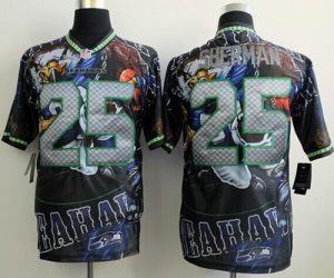 Nike Seahawks #25 Richard Sherman Team Color Men's Stitched NFL Elite Fanatical Version Jersey