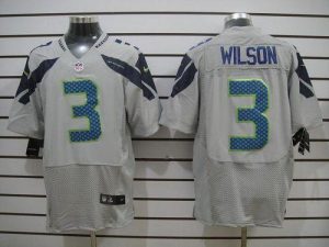 Nike Seahawks #3 Russell Wilson Grey Alternate Men's Embroidered NFL Elite Jersey