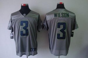 Nike Seahawks #3 Russell Wilson Grey Shadow Men's Embroidered NFL Elite Jersey