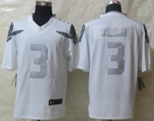 Nike Seahawks #3 Russell Wilson White Men's Stitched NFL Limited Platinum Jersey