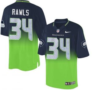 Nike Seahawks #34 Thomas Rawls Steel Blue Green Men's Stitched NFL Elite Fadeaway Fashion Jersey