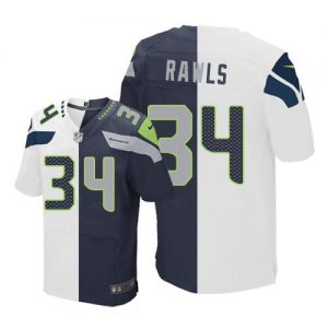 Nike Seahawks #34 Thomas Rawls White Steel Blue Men's Stitched NFL Elite Split Jersey