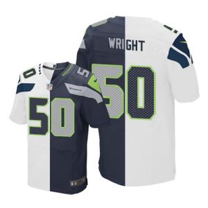 Nike Seahawks #50 K.J. Wright White Steel Blue Men's Stitched NFL Elite Split Jersey