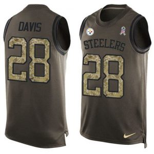 Nike Steelers #28 Sean Davis Green Men's Stitched NFL Limited Salute To Service Tank Top Jersey