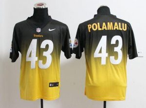 Nike Steelers #43 Troy Polamalu Black Gold Men's Embroidered NFL Elite Fadeaway Fashion Jersey
