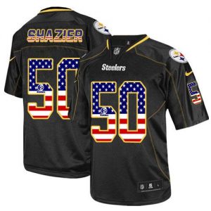 Nike Steelers #50 Ryan Shazier Black Men's Stitched NFL Elite USA Flag Fashion Jersey