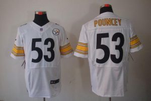 Nike Steelers #53 Maurkice Pouncey White Men's Embroidered NFL Elite Jersey