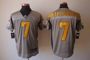 Nike Steelers #7 Ben Roethlisberger Grey Shadow Men's Embroidered NFL Elite Jersey