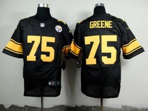 Nike Steelers #75 Joe Greene Black(Gold No.) Men's Stitched NFL Elite Jersey