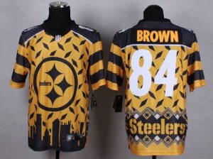 Nike Steelers #84 Antonio Brown Gold Men's Stitched NFL Elite Noble Fashion Jersey