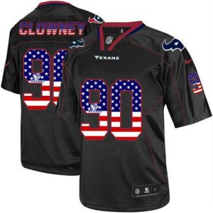 Nike Texans #90 Jadeveon Clowney Black Men's Stitched NFL Elite USA Flag Fashion Jersey
