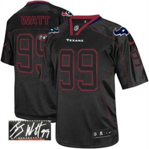 Nike Texans #99 J.J. Watt Lights Out Black Men's Embroidered NFL Elite Autographed Jersey