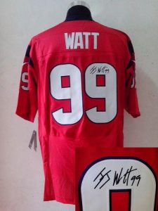 Nike Texans #99 J.J. Watt Red Alternate Men's Embroidered NFL Elite Autographed Jersey