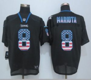 Nike Titans #8 Marcus Mariota Black Men's Stitched NFL Elite USA Flag Fashion Jersey