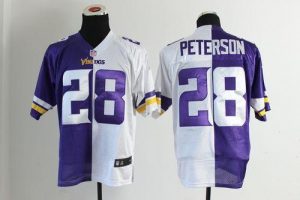 Nike Vikings #28 Adrian Peterson Purple White Men's Embroidered NFL Elite Split Jersey